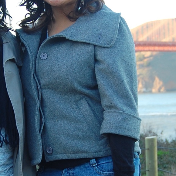 Roxy Gray Wool Peacoat 3/4 Sleeves - Picture 2 of 8